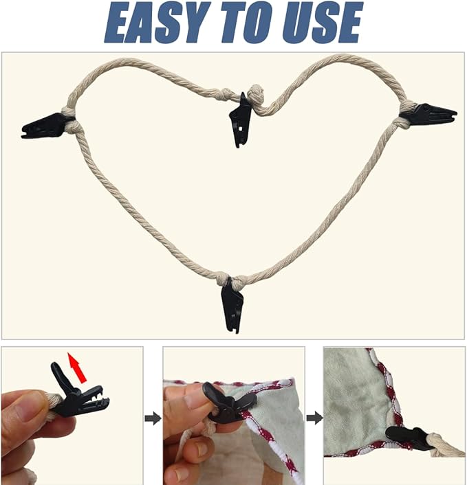 Reusable Bed Sheet Detangler Prevent Bed Sheets Tangles,Keep Bed Sheets/Duvet Covers/Blankets from Tangling and Twisting in Washer and Dryer, Saves Time and No Damage to Fabric (6PCS)