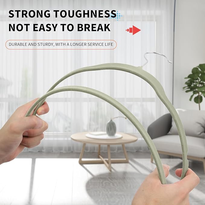 Premium Velvet Clothes Hangers, Heavy Duty Study Black Hangers for Coats, Suit & Dress - Non Slip Clothes Hanger Set (50, Grey/Silver)