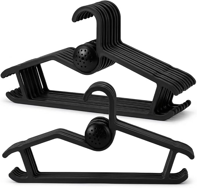 20 Pack Aromatherapy Plastic Hangers, Hanger Organizer with Detachable Scent Box, Non-Slip Space Saving Slim Design for Closet, Durable Clothes Hangers (Black)
