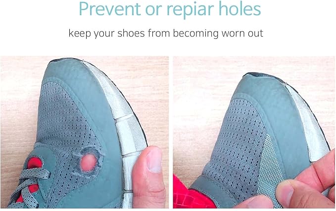 Square Shape Shoe Hole Prevention Repair Patches/Inserts for 8 Holes (Black)