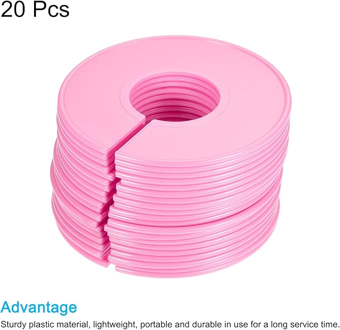 PATIKIL Clothes Dividers 20 Pack Blank Clothing Rack Size Sorting Reusable Wardrobe Round Hanger Separator, Pink