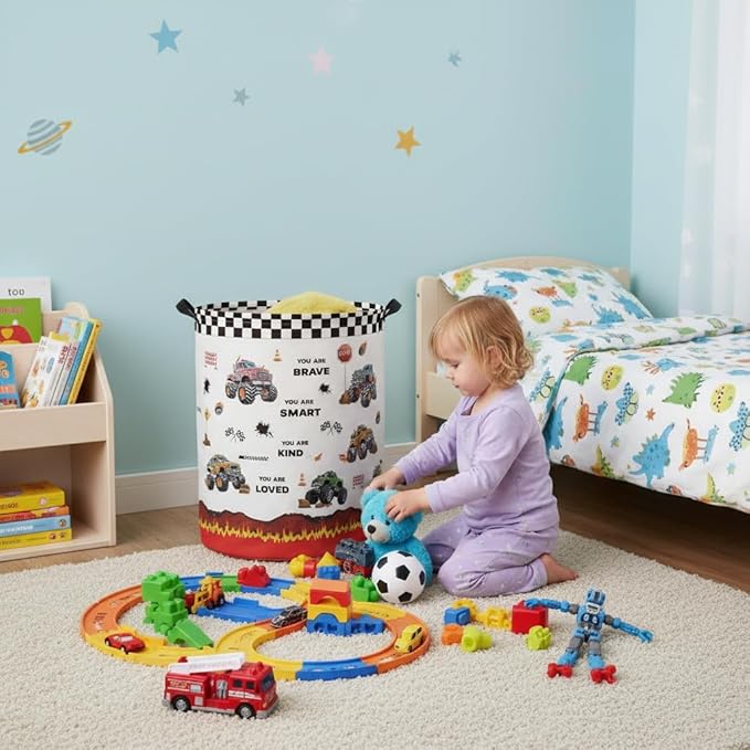 Baby Laundry Hamper kids laundry Basket Waterproof Laundry Bag for Bedroom Toy Clothes Organizer Room Décor(Truck)