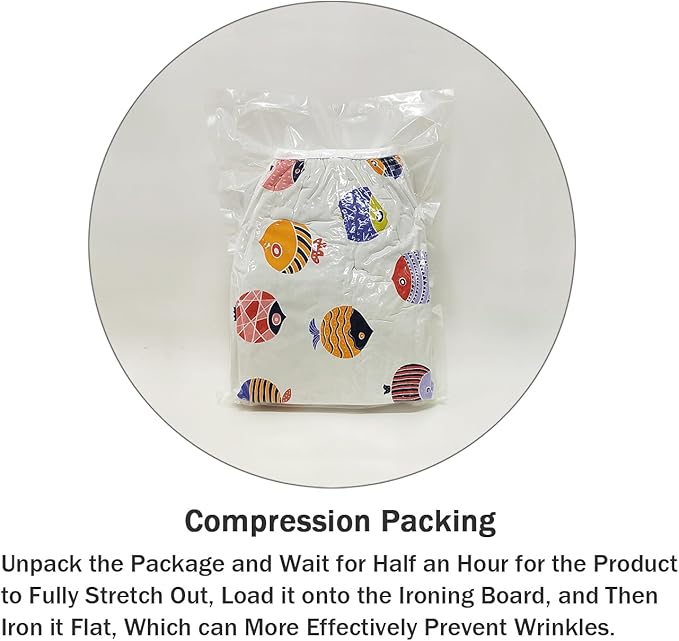 Ironing Board Cover and Pad Standard Size 15" x 54",3 Pairs of Hook and Loop Fastener Straps,Elastic Edges,Cotton Iron Board Cover with Scorch Resistant Thick Padding(White+Fishes)