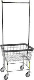 R&B Wire™ 96B58 Residential Rolling Wire Laundry Cart with Double Pole Rack, 2.5 Bushel, Chrome