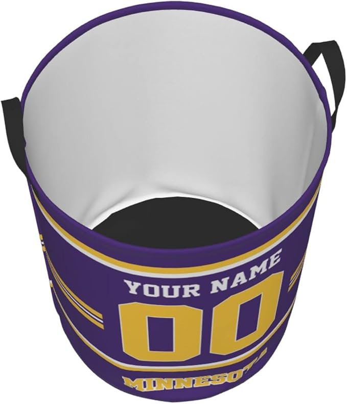Custom Minnesota Laundry Hamper Personalized Laundry Basket Customized Name And Number Collapsible Storage Basket for Bedroom Bathroom Living Room Gifts
