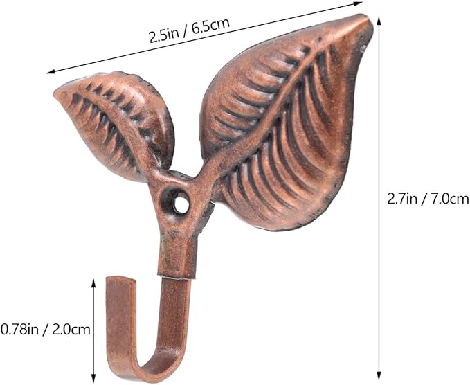 4Sets Vintage Leaf Design Iron Wall Hooks Practical Coat and Hat Hooks for Home Storage and Stylish for Bedroom Kitchen Living and Bathroom