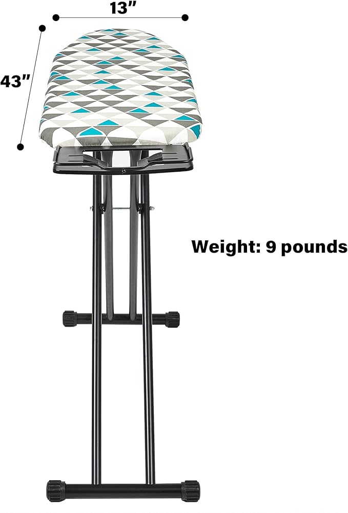 Ironing Board 13x43 Extra Thick Heavy Duty Padded Cover，Full Size Ironing Board with Iron，Height Adjustable up to 36"，Anti-Skid Feet，Extra Wide Ironing Area