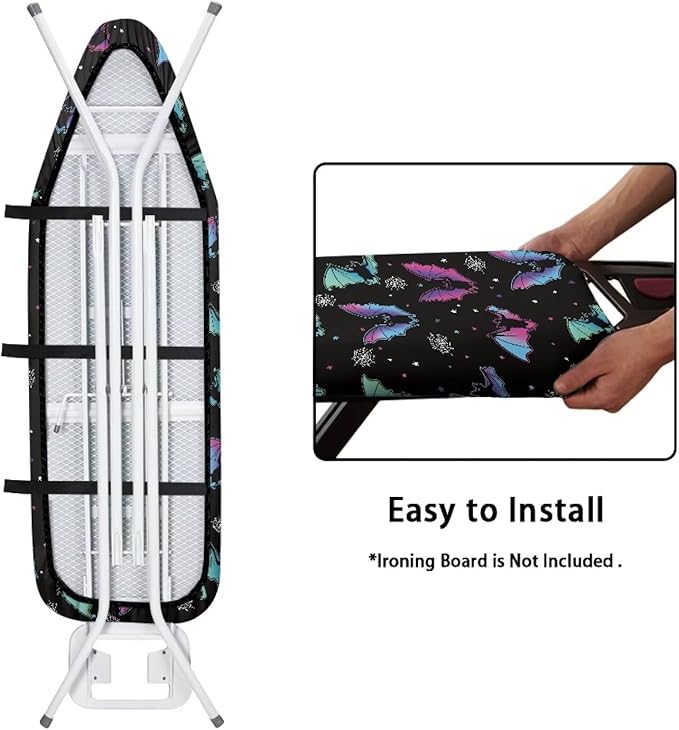 SEANATIVE Gothic Bat Ironing Board Covers and Padding Durable Heat Reflective Iron Board Cover Large Fits All Standard Sizes