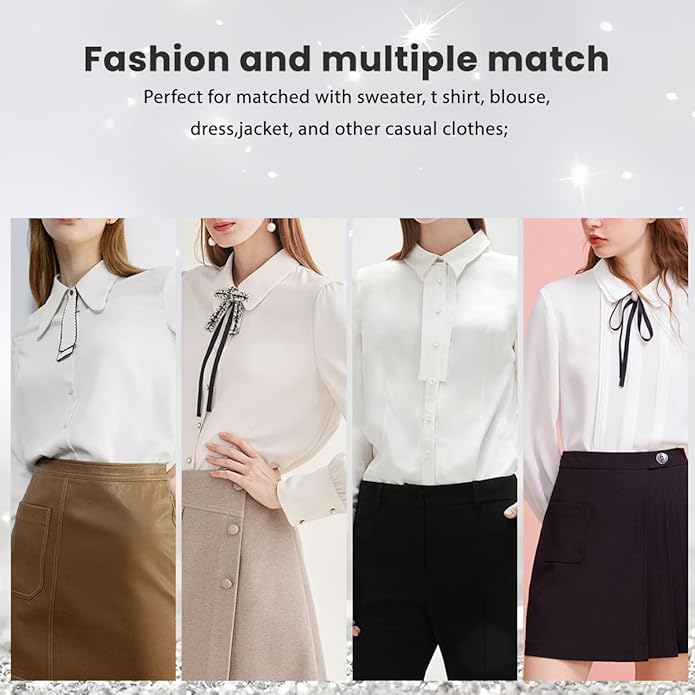 erioctry Rhinestones Fake Collar White Detachable Faux Blouse Lapel Choker for Women Girls Party Wear