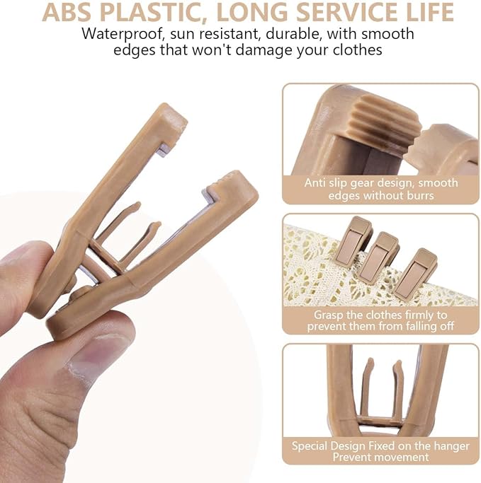 40 Pcs Plastic Baby Hanger Clips Slim-line Finger Clips Set for Clothes Hanger Velvet Hanger (Skin)