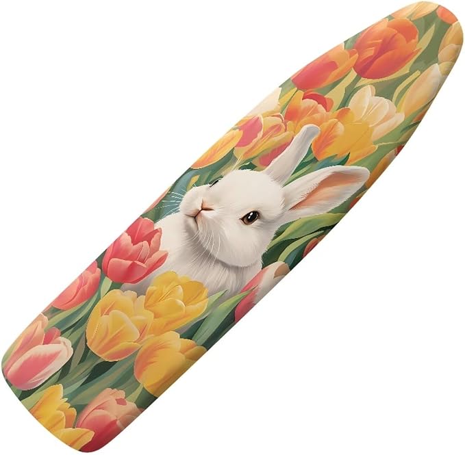 Tulip Ironing Board Cover Standard Size 15″x54″ Bunny Ironing Board Padding Thick Iron Board Cover with Elastic Edge Dust Cover Home
