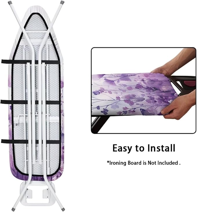 Iron Board Cover Standard Size,Floral Print Ironing Board Cover,Ironing Board Cover,Floral Cover for Ironing Board,Chic Print Purple Small