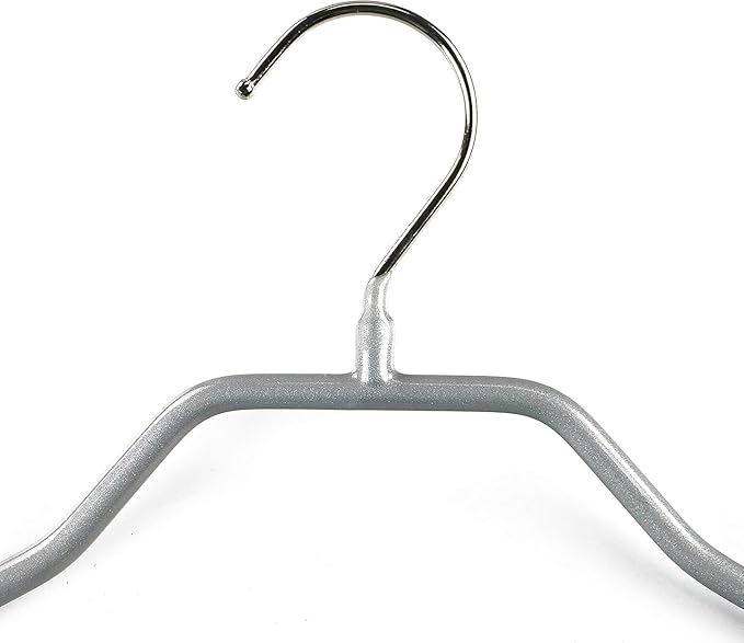 Mawa by Reston Lloyd BodyForm Series Style 42/LS, Non-Slip Steel Clothing Hanger for Suits, Dresses, & Shirts, 1½ inch Wide Shoulder Support and Pant Bar, Set of 60, Silver