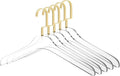 Quality Clear Acrylic Lucite Coat Suit Hangers, Stylish Clothes Hanger with Silver Hook - Coat Hanger for Dress, Suit - Adult Closet Organizer Hangers Matte Gold, 5 Pcs