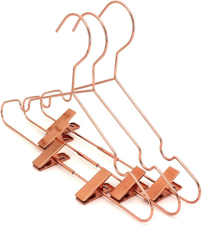 50Pack Koobay 13" Rose Copper Gold Shiny Metal Wire Top Clothes Hangers with Clips for Shirts Coat Storage & Display