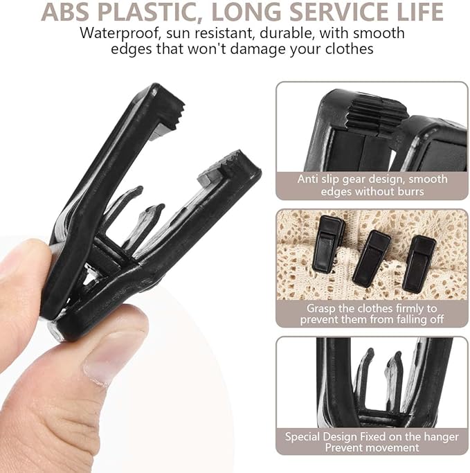 80 Pcs Plastic Baby Hanger Clips Slim-line Finger Clips Set for Clothes Hanger Velvet Hanger (Black)