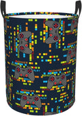 Game Joystick Gaming Pixels Round Laundry Hamper Storage Basket Toys Clothes Organizer Bin For Home Bathroom Bedroom Dorm Nursery, 62l