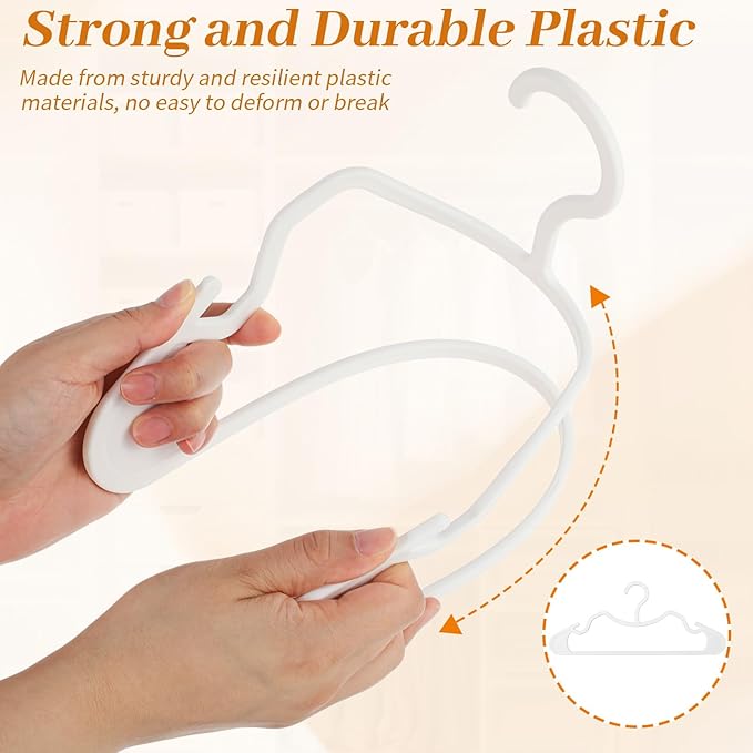 LemonRoad 50 Pcs Plastic Short Neck Hangers, Anti-Slip Space Saving Hangers for Shirts Pants Clothes Smooth, Not Velvet