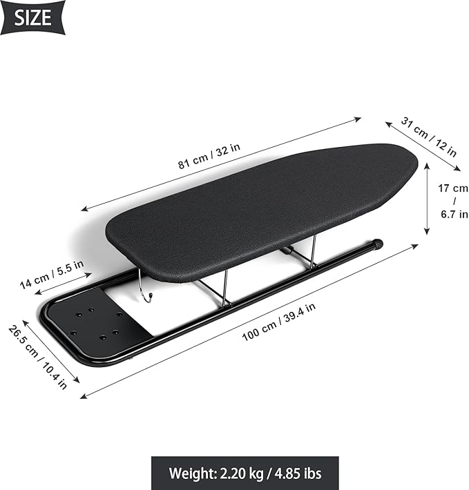Duwee 12"×32" Table Top Ironing Board with Iron Rest,Small Ironing Board with Heat Resistant Cover,Thicken Felt Padding,Non-Slip Feet for Home, Laundry Rooms, Dorms