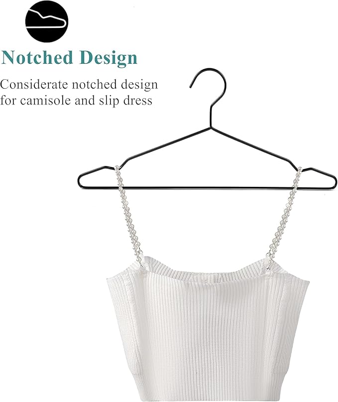 16.5" Heavy Duty Matte Black Metal Hangers 40 Pack, Wire Black Clothes Hangers for Coat Suit, Shirts, Dress, Pants，Camisole Wedding Dress (Black, 40Pack)