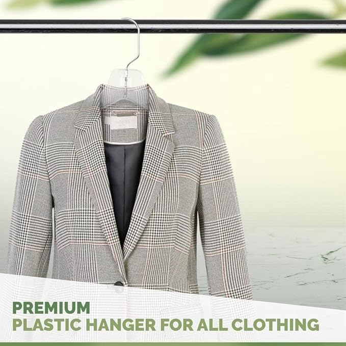 DEILSY™ Clear Plastic Hangers 50 Pack - Durable Clothes Hanger for Wardrobe Organization, Essential Plastic Hanger for Garments, Versatile Coat Hangers for Home and Retail Use