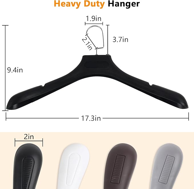 DEDU Suit Hangers for Men 40 Pack, Extra Wide Suit Hanger Non Slip Width 17.7", Thick Plastic Coat Hangers Black with Metal Hook