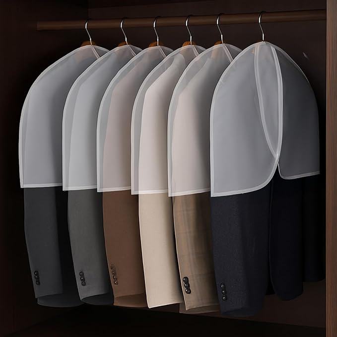 25 PCS Shoulder Covers for Hanging Clothes, Garment Shoulder Covers Cloth Dust Cover for Closet, Plastic Clothes Hanger Cover for Hanging Suit, Coat, Jacket, Dress (24'' X 18")