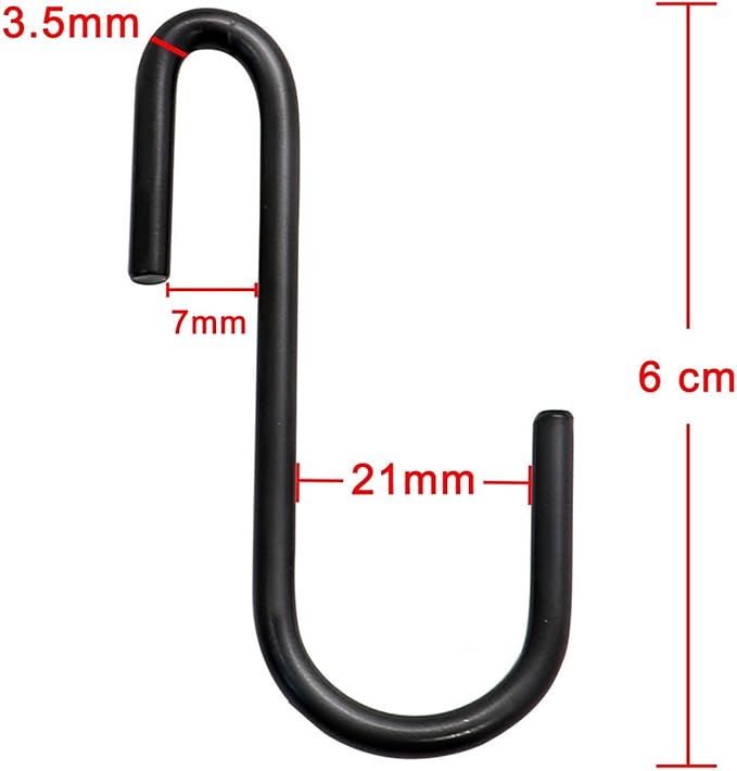 YourGift 30 Pack Heavy Duty S Shaped Hooks - Black Hanging Hangers for Kitchen, Bathroom, Bedroom and Office: Pan, Pot, Coat, Bag, Plants