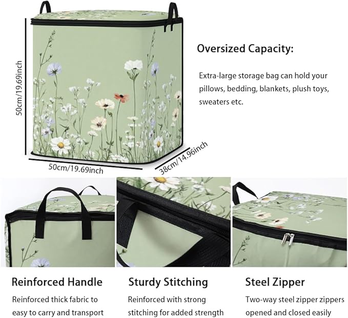 2pcs closet organizers and storage under bed,clothing blanket sweater sheet bedding comforter duvet quilt pillow toy storage bags with lids,dorm room essentials for containers 95L