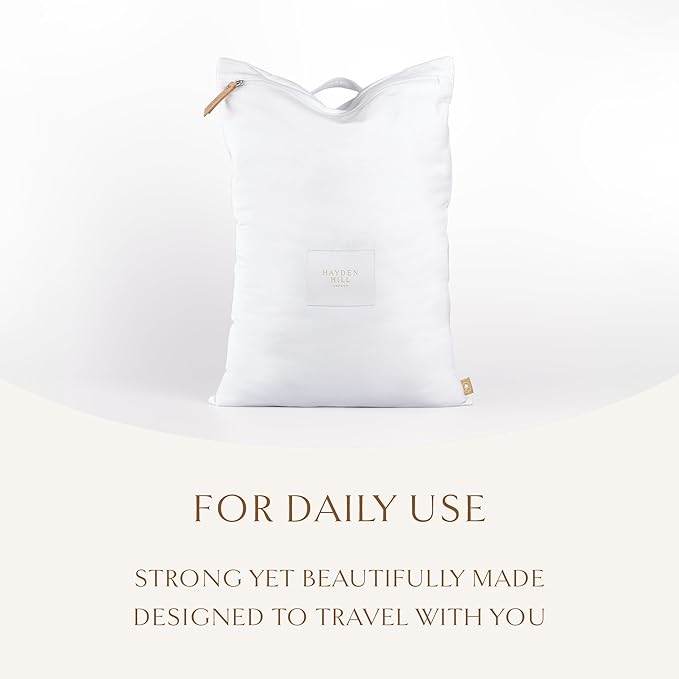 Hayden Hill Luxury Organic Cotton Travel Laundry Bags - Set of 2 Large and Small Size - For Dirty Clothes at Home, Traveling, and Packable in Luggage and Suitcase - Carbon Neutral