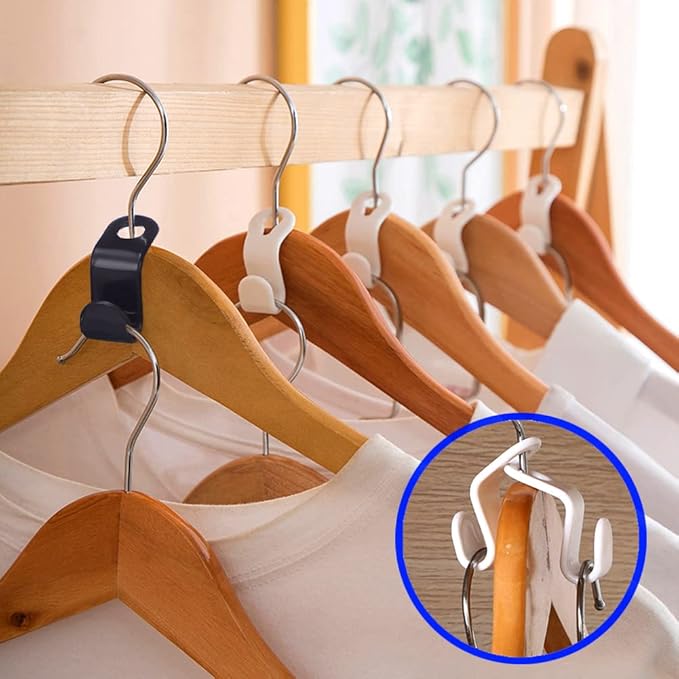 120 Pcs Clothes Hanger Connector Hooks,Plastic Cascading Hanger Hooks Extender Clips,Wardrobe Clothing Hangers Connection Hooks for Organizer Closet Space Savers, Black
