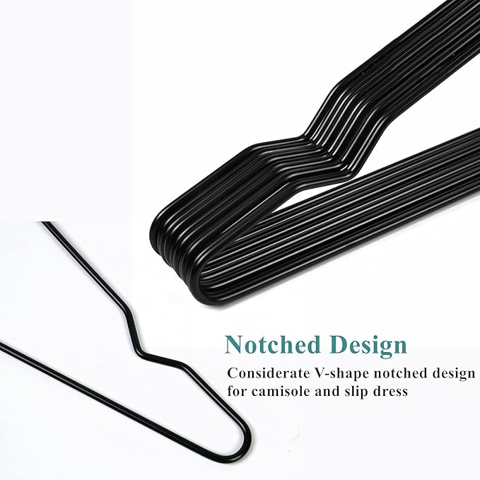 16.5" Heavy Duty Matte Black Metal Hangers 40 Pack, Wire Black Clothes Hangers for Coat Suit, Shirts, Dress, Pants，Camisole Wedding Dress (Black, 40Pack)