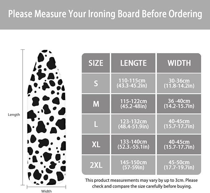 Ironing Board Cover,Cow Ironing Board Cover,Ironing Mat,Iron Board Cover,Cow Iron Board Covers,Chic Cow Print XX-Large