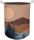 Boho Laundry Basket, Mid Century Modern Boho Sun Forest Mountain Waterproof Collapsible Laundry Hamper Dirty Clothes Storage Toy Bin Organizer for Bathroom Bedroom Nursery Girls Kids Room