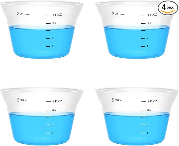 4 Pcs Silicone Laundry Measuring Cup 125ml Reusable Liquid Measuring Cup Laundry Detergent Dispenser Cups with Scale, Washable No Leak for Home Hotel