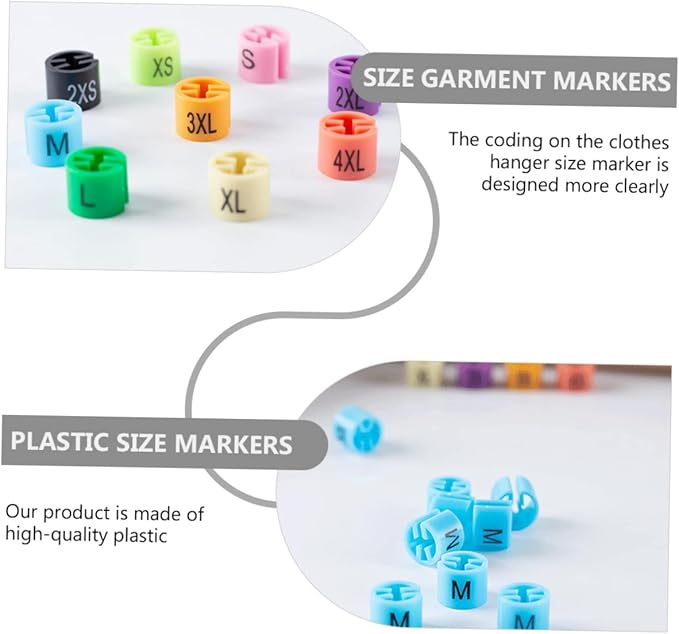 90Pcs Plastic Clothes Hanger Markers Color-Coding Tags Assortment Kit for Organizing Garments Includes XXS to Markers for Easy Identification