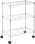 3 Tier Rolling Storage Cart with Wheels and Leveling Feet, Adjustable Wire Shelving Rack, Heavy Duty 450LBS Capacity, Metal Shelf Organizer for Kitchen, Bathroom, Laundry, Office, 23"L x 13"W x 31.3"H