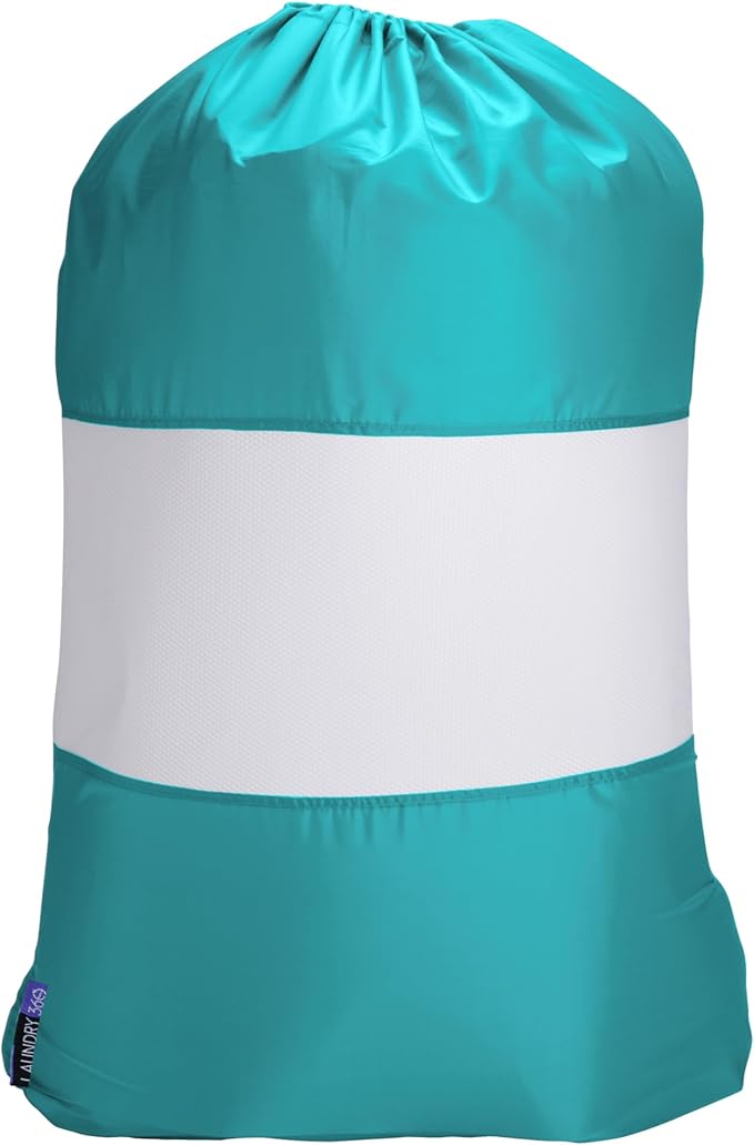 Sanitized Laundry Bag with Mesh Window, Dimensions: 15 x 12 x 2 inches, Blocks Odors, Drawstring Closure, Great For Home, Dorms, Laundromat, Laundry Accessories, White