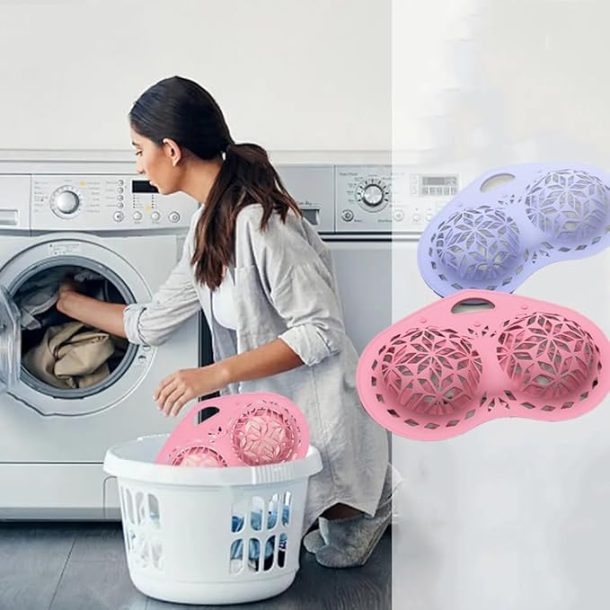 2pcs Bra Washing Bag Silicone Mesh Underwear Laundry Bags,Bra Laundry Bag Fits A-C Cup Bras,Anti Deformation Lingerie Bag for Washer/Dryer Machines (Pink+Purple)