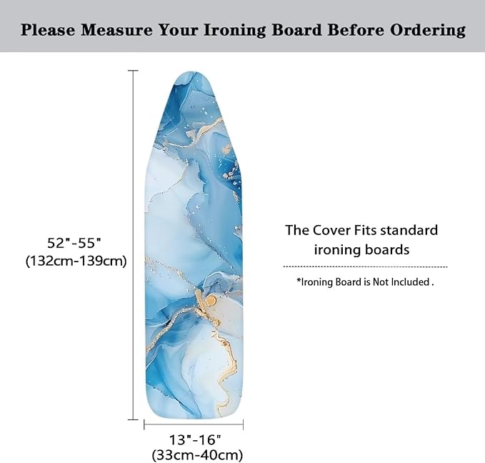 Blue Marble Ironing Board Cover with Hook and Loop Fastener Strap for Extra Wide 15 x 54 Ironing Boards Heat Reflective Durable Iron Board Cover Halloween Spooky Decor