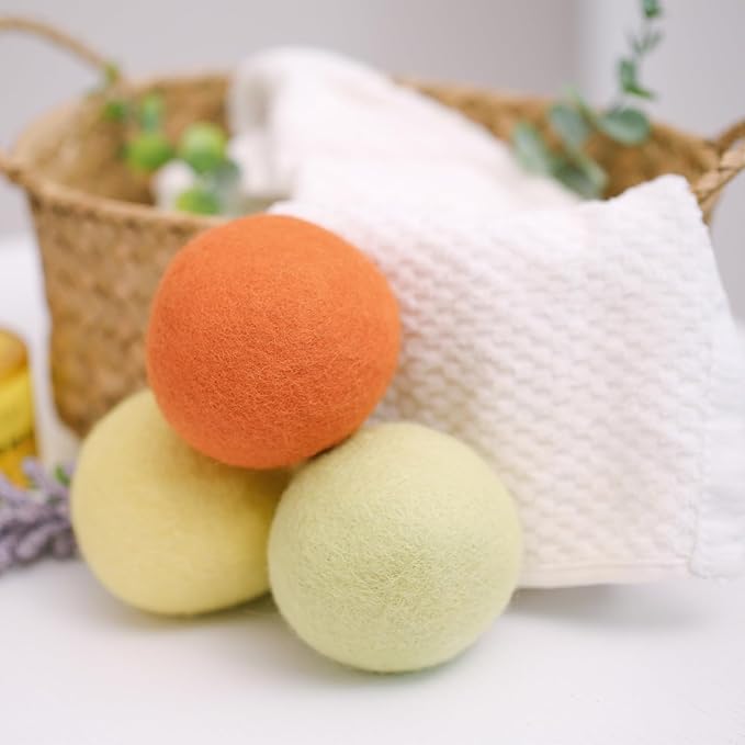 Wool Dryer Balls Handmade 3 Pack XL,Organic Laundry Dryer Balls,100% New Zealand Wool Natural Fabric Softener,Reusable 1000 Loads,Wrinkles Free, Shorten Drying Time,Baby Safe (3 Pack,Winter Sunshine)
