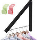 Folding Wall Mounted Drying Rack,Retractable Clothes Hanger, Aluminum Drying Coat Racks for Home Storage Organiser Space Saver with 2 Hooks - Black