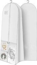 72" Wedding Dress Garment Bag Dress Bags for Gowns Bridal Dress with 10" Gusseted and Accessory Pockets for Travel Hanging Clothes or Storage Preservation