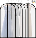 Extra Long Dress Garment Bags 60in Clear Hanging Lightweight Breathable Dust Proof Cover with Study Full Zipper for Storage Clothes and Travel Pack of 6