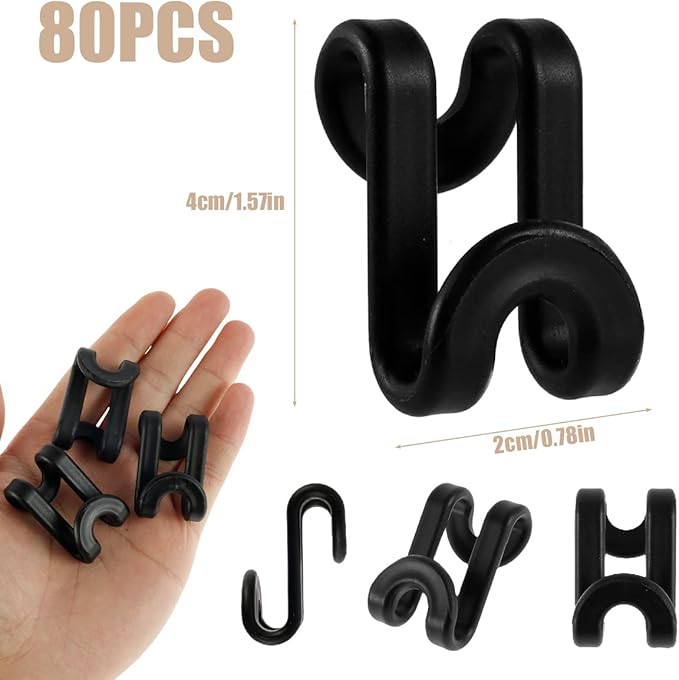 160 PCS Clothes Hanger Connector Hooks S Shaped Space Saving Closet Hanger Extender Hooks Heavy Duty Reusable Clothes Hangers Connector for Wardrobe Closet (Black-160PCS)