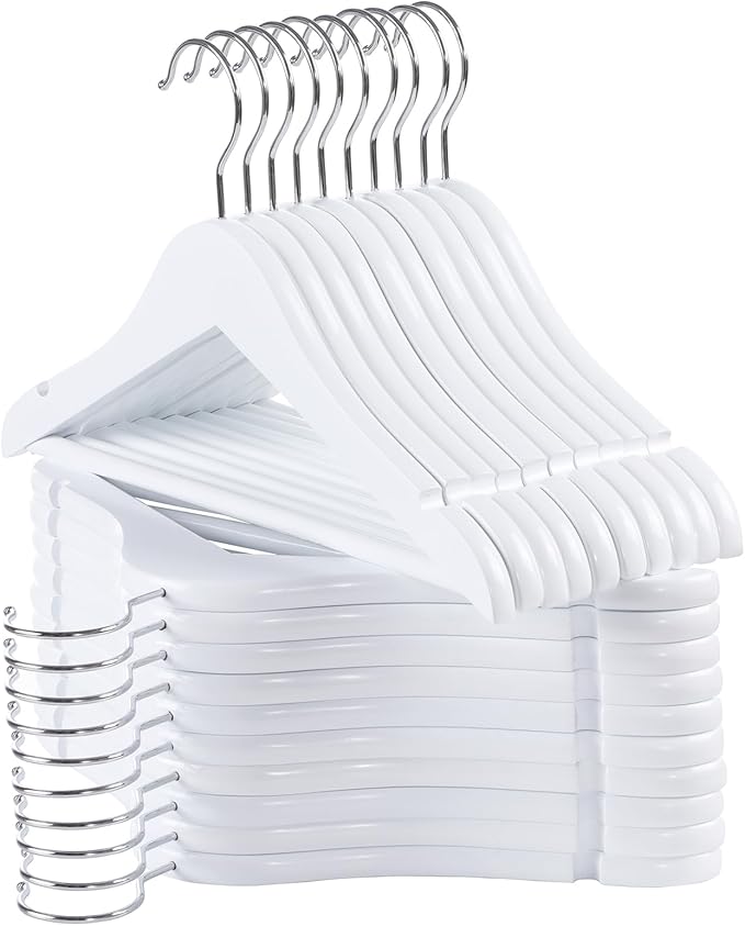 ELONG HOME Kids Hangers, 20 Pack White Baby Hangers for Closet, Premium Children's Clothes Hangers with 360° Swivel Hook