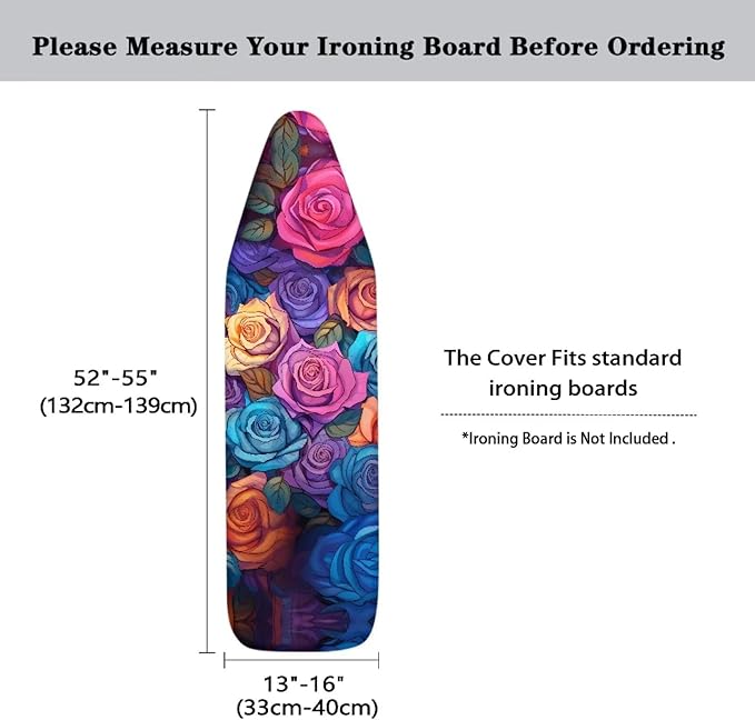 Flashideas Color Roses Ironing Board Cover Universal Stretchy Stain Reisstant Cover for Ironing Board with Adjustable Straps Ironing Board Accessories