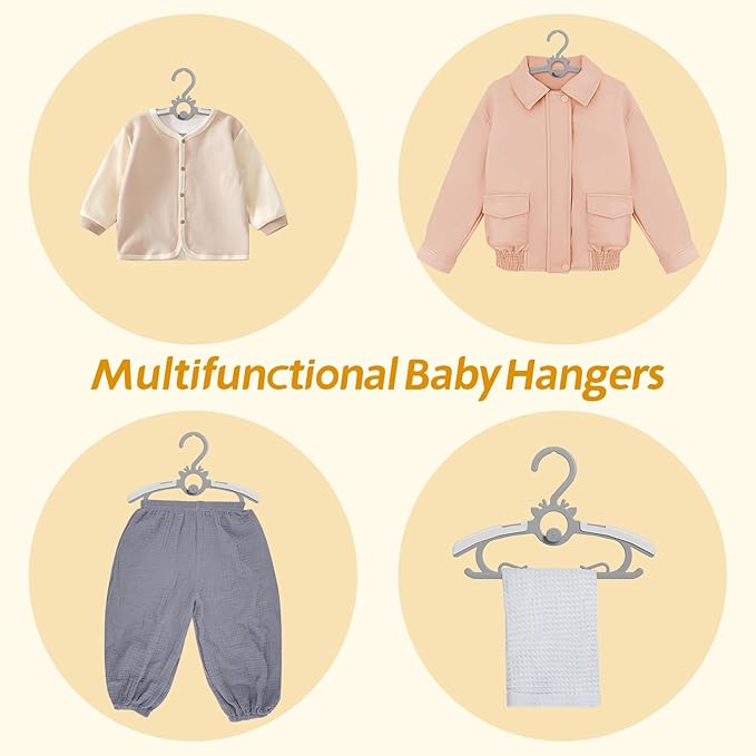 Baby Hangers 40PCS, 11"-14" Extendable and Stackable Kids Hangers, 45g Ultra-Thick Space Saving Non-Slip Plastic Hanger for Infant, Toddler and Nursery Closet