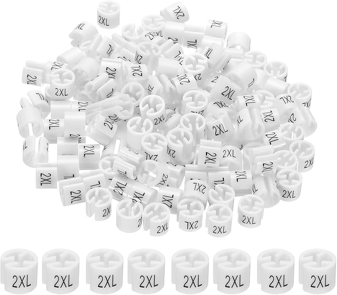 PATIKIL 300 Pcs Clothes Hanger Marker 2XL Fit Rod Garment Size Tag Hanger Clips Round Color Coding Label for Clothing, White