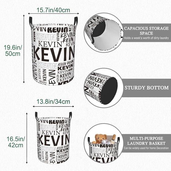 Custom Name Laundry Hamper, Personalized Dirty Clothes Hamper with Name for Bathroom Bedrooms Clothes Storage Organizer, Personalized Gifts for Boys Girls Men Women